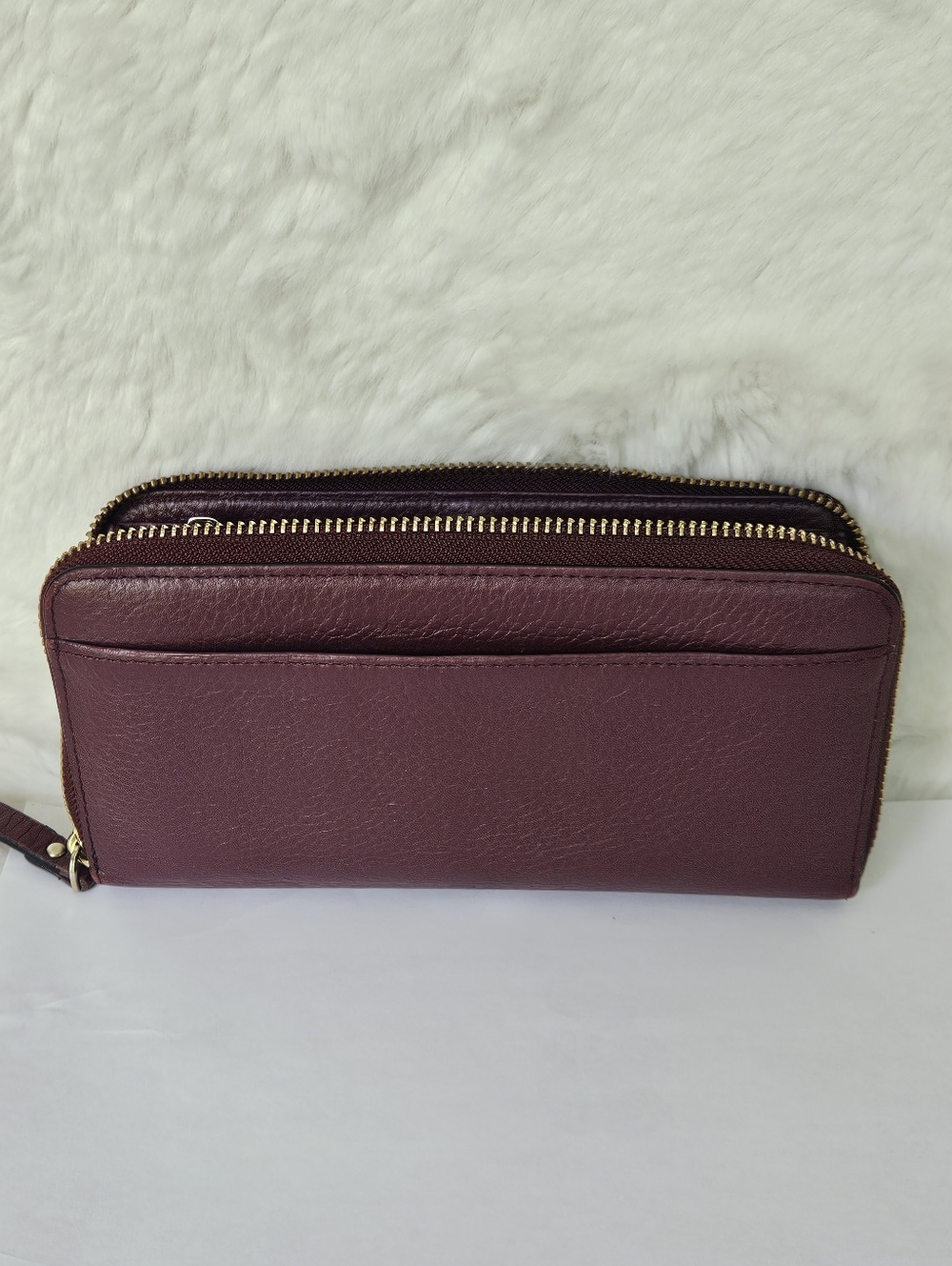 Kate Spade New York Large Zip Around Wallet Pebbled Leather Burgundy - Good Cond - Picture 15 of 15